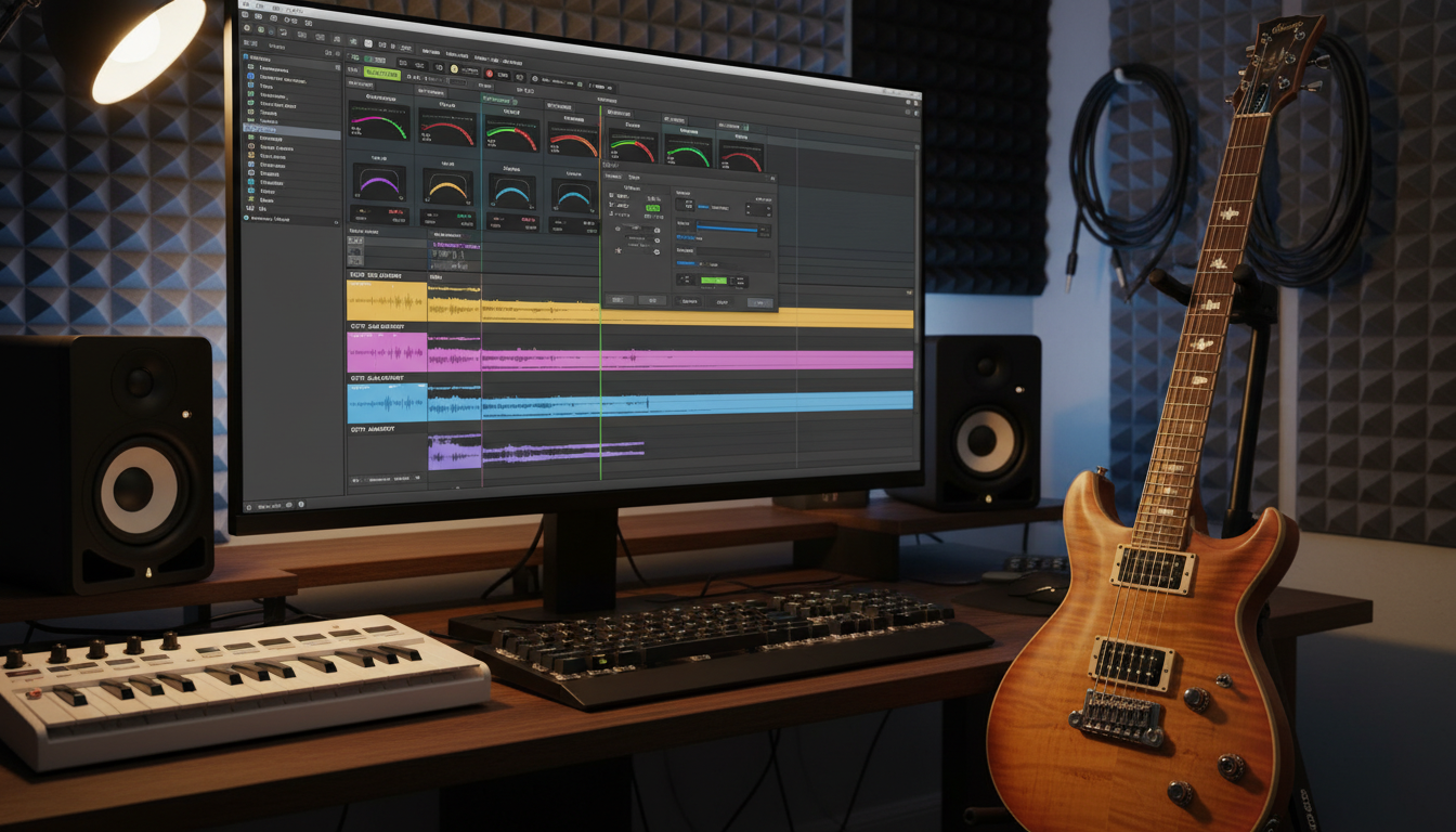 gain staging electric guitar in Logic Pro home studio